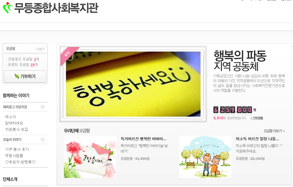 첨부 이미지 1-무등복지관은 현재 해피빈 모금활동 중 ^^